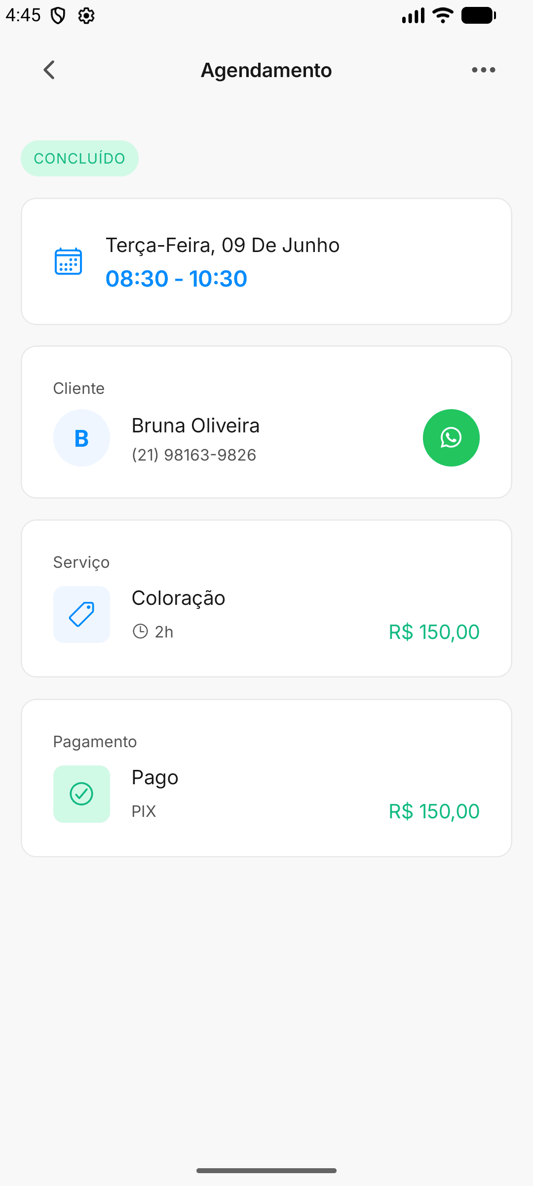 Novo agendamento no Dexta